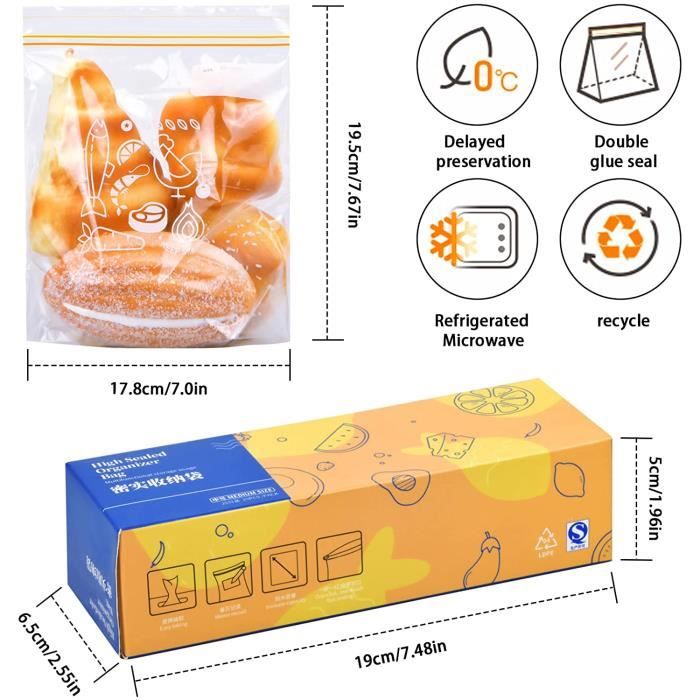 Sachet Plastique Transparent/Sachet Zip Fermeture Hermetique/Sac  Congelation Zip/Sachet Transparent en Plastique Petit et Grand/Sachet  Alimentaire Biscuits-Confiserie/Ziplock Bags+Sachet Dessiccatif :  : Cuisine et Maison