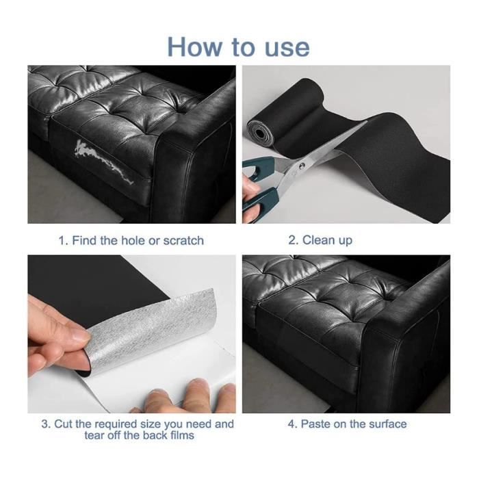 Cuir Autocollant, 50 x 137cm Rouleau Adhesif Cuir, Simili Cuir