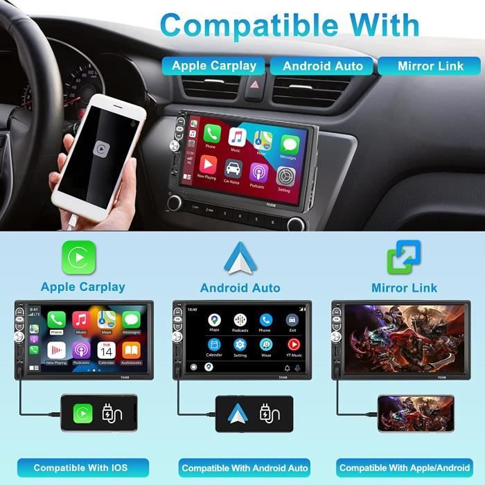 Bluetooth Autoradio 1 Din Carplay et An oid Auto 7 Pouces ecran Tactile  Retractable Carplay 1 din Poste Radio Voiture Bluetoot - Cdiscount Auto