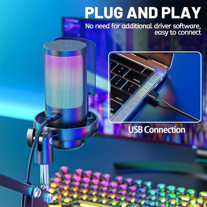 Microphone à Condensateur - GENERIC - Anykuu RGB - 24 Bits/192 kHz