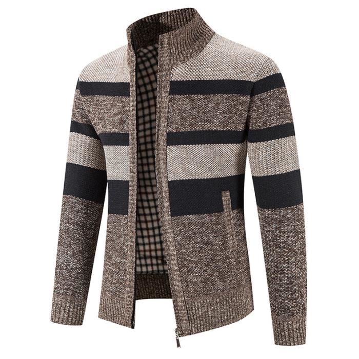 Dasongff Cardigan Homme Zippé Col Roulé – Pull Polaire Léger Slim Fit Automne Hiver