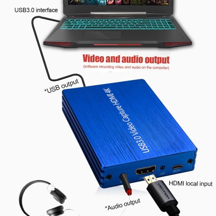 4K HDMI à USB 3.0 1080P Carte de Capture Vidéo Dongle pour Jeu Plugin de  Flux en Directet Joue sans Logiciel de Pilote - BLEU - Cdiscount  Informatique