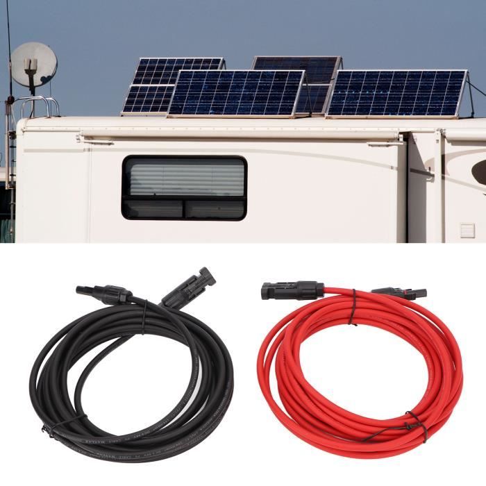 2 x Lot de 5 mètres de câble électrique solaire KBE de 4 mm2 (liaison entre  le panneau solaire et le régulateur)