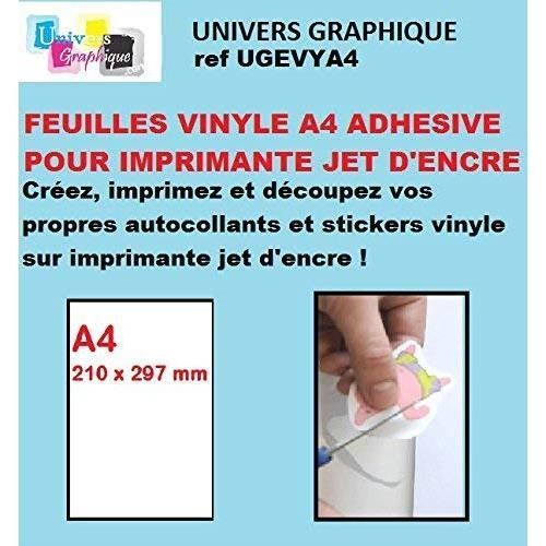 100 Feuilles Papier Adhésif Jaune FLUO A4 - 1 Étiquette Géante 210x297 Mm - Imprimante Jet D'Encre & Laser - Autocollants Fluorescents Jaunes