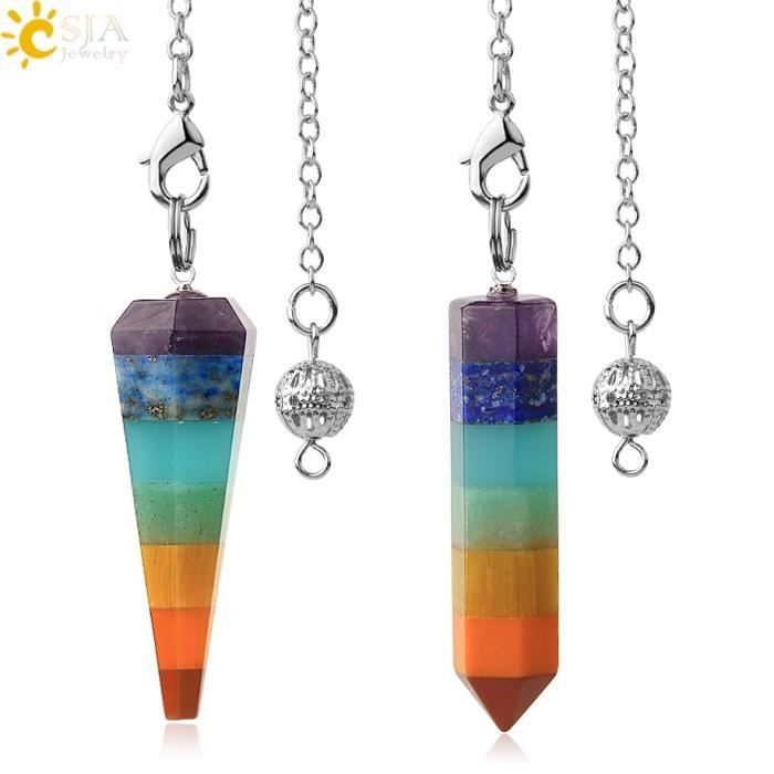 CSJA – Pendentif des 7 chakras en forme de pyramide, breloque, pendule ...