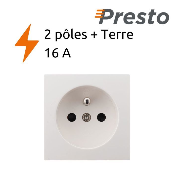 Zenitech - Spina Maschio Ultra Piatta 16A, 2P+T, Con Anello Di