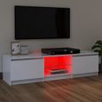 954MEUBLEMENT Meuble banc TV - Meuble TV avec lumières LED|Buffet HI-FI Armoire TV FRANCE Blanc 120x30x35,5 cm Meuble de salon,120 x-2