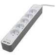 CHACON Bloc multiprise 5 prises 16 A avec 2 ports USB et câble 1,5 m HO5VV-F 3x1,5 mm² blanc et brun-2