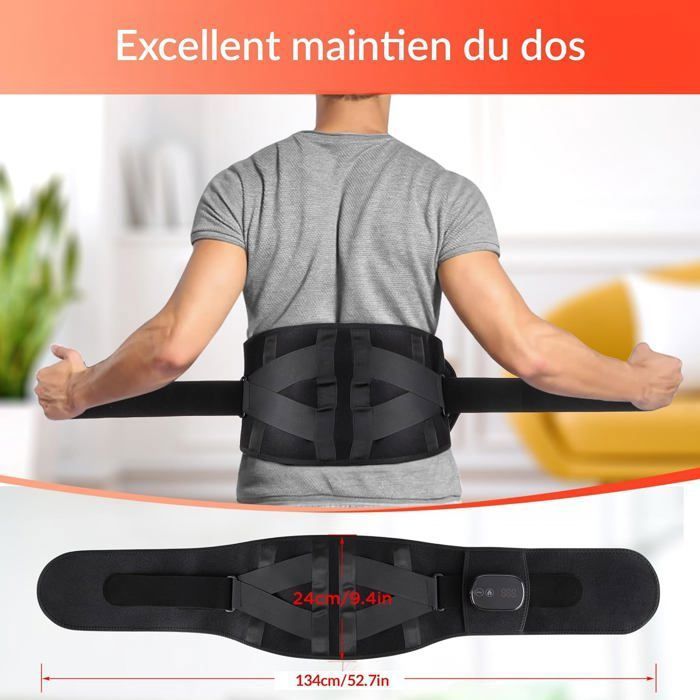 Ceinture Lombaire Chauffante Et Massante - Soutien Ergonomique Du Dos - Unisexe - Neuf