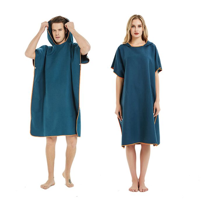Poncho De Bain Hiturbo - Capuche, Manches 3/4 - Pour Plage, Surf, Piscine - Taille Unique - 110cm
