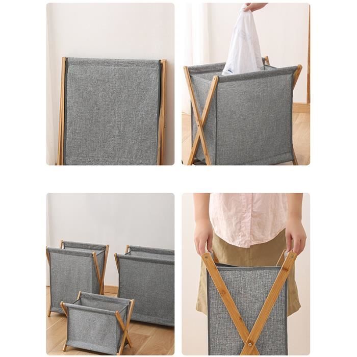 Lot De 2 Paniers à Linge Sale + 2 Sacs - Maille Respirante - Pliables - Grande Capacité - Pour Maison Ou Dortoir - 5