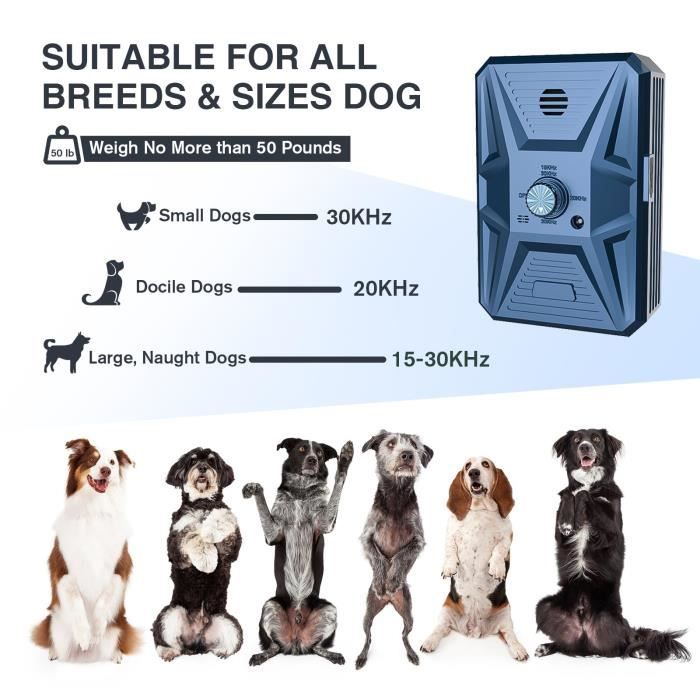 Anti-aboiement Ultrason Pour Chien Avec 3 Haut-parleurs - Recharge Solaire Et USB, écran LCD | 3 Modes Réglables, Portée 15m