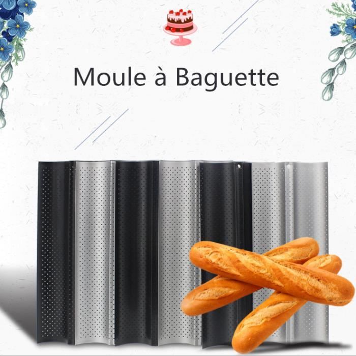 Moule a Baguette en Silicone Moule Cuisson Baguettes - Moule à Pain pour  Baguette Anti-adhésif, Bâton de Pain Français Poêle à Pain pour Placer et  Cuire 3 Baguettes, 34X24cm : : Cuisine