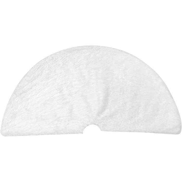 Jupe De Sapin De Noël 122cm Blanche En Peluche Douce Avec Flocons Dorés - Cache-Pied Élégant Et Tapis Décoratif