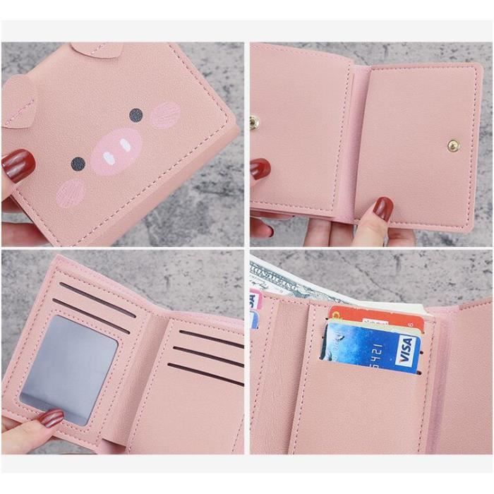 Oyccen Petit Portefeuille Femme Mignon Ours - Porte-Cartes Cuir PU Ultra Mince