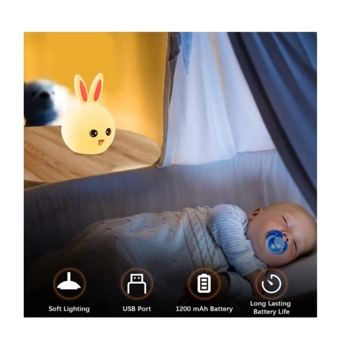 Veilleuse Enfant,Veilleuse Bébé Chien LED,USB Rechargeable Silicone Lampe, Veilleuse Enfant pour Chambre(Huit Couleurs/Chaud Lumière) - Cdiscount  Puériculture & Eveil bébé