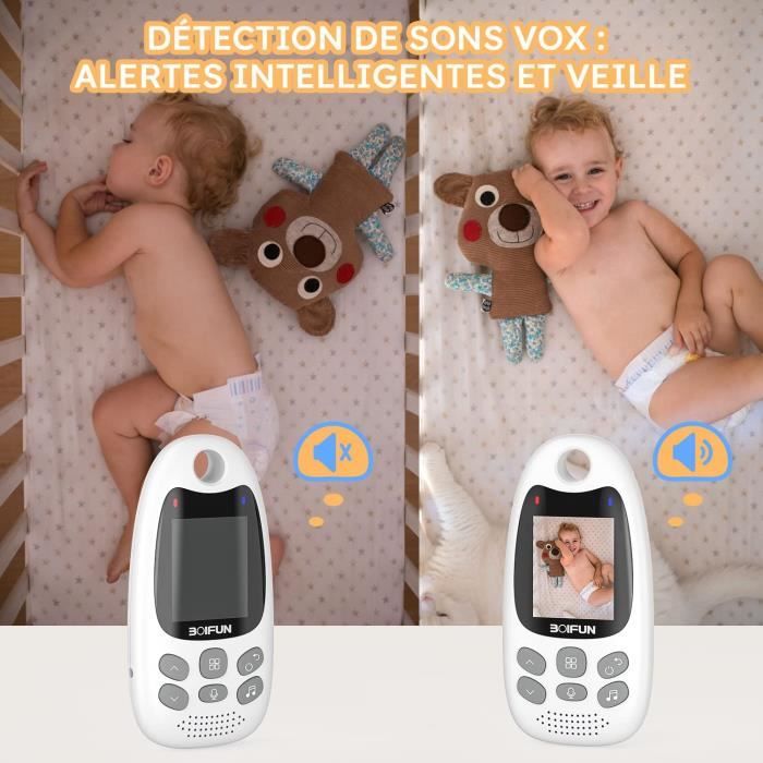 BOIFUN Babyphone Caméra, Camera Bebe VOX Vision Nocturne