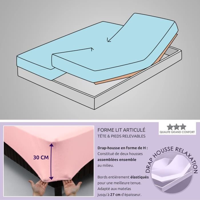 Drap Housse Lit Articulé 2x80x200