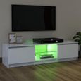 954MEUBLEMENT Meuble banc TV - Meuble TV avec lumières LED|Buffet HI-FI Armoire TV FRANCE Blanc 120x30x35,5 cm Meuble de salon,120 x-3