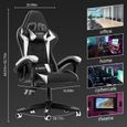 Fauteuil Gamer Chaise Gaming Ergonomique - avec appui-tête et oreiller lombaires - Inclinable 90 °-135 ° - Noir et blanc-3
