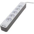 CHACON Bloc multiprise 5 prises 16 A avec 2 ports USB et câble 1,5 m HO5VV-F 3x1,5 mm² blanc et brun-3