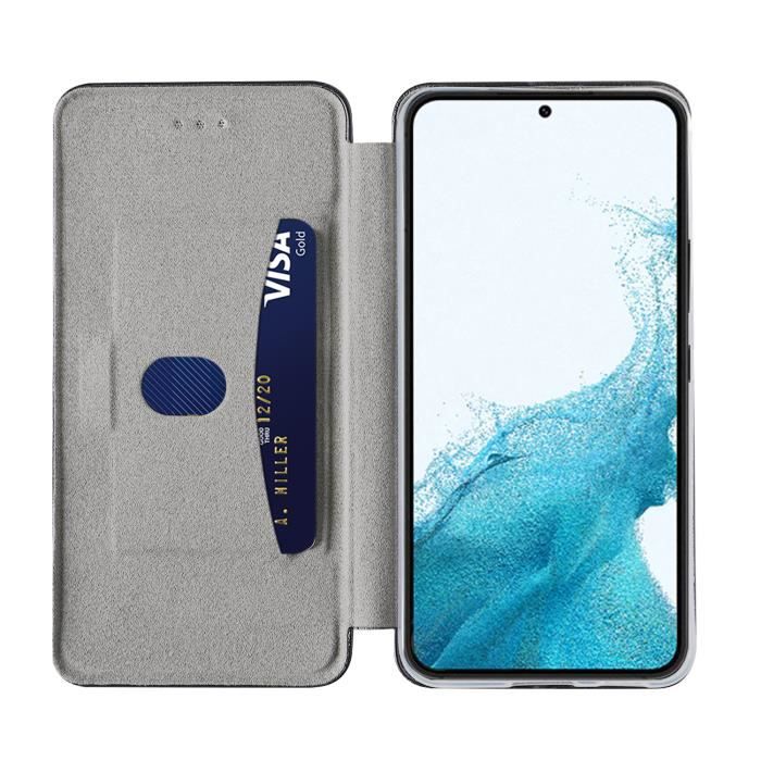 Étui Portefeuille Simili Cuir Pour Samsung Galaxy S22 / Plus / Ultra - Rabat Flip - Noir Mat
