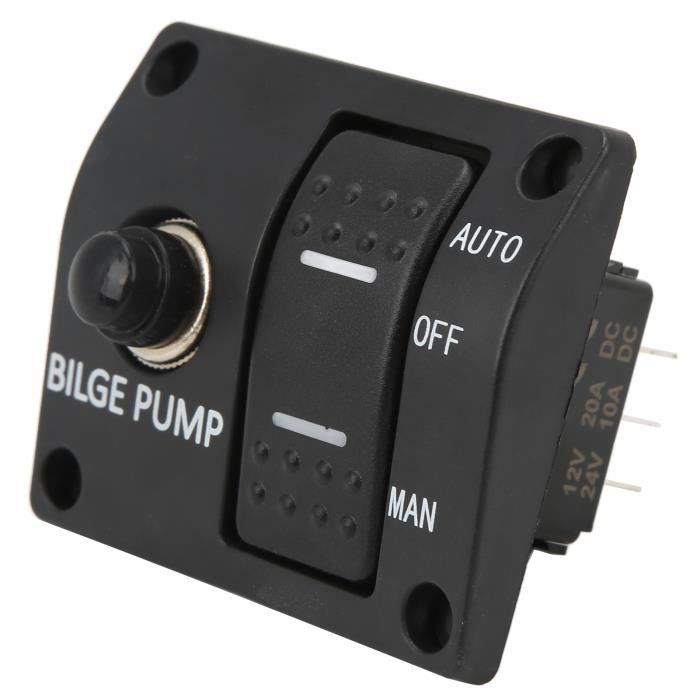 Panneau Interrupteur Pompe Cale Funfob – 3 Voies, 4 Broches, ON-Off-(ON), Étanche IP68, Bleu LED