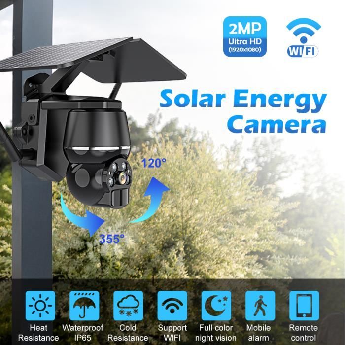 Camera de Surveillance Exterieur sans Fil, avec Panneau Solaire Camera  Surveillance WiFi Exterieure 1080P HD, Détection