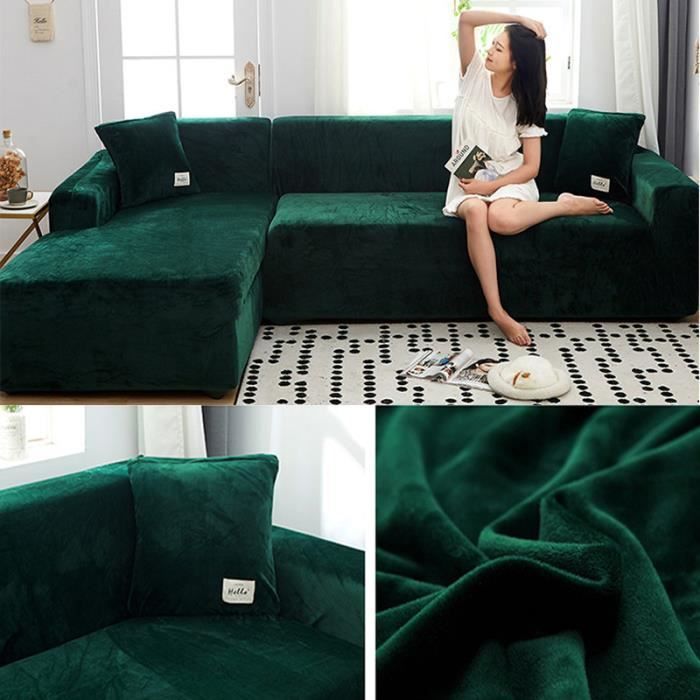 2 Housses D'Accoudoir De Canapé Extensibles Vert Foncé – Protection Anti-Rayures Élégante
