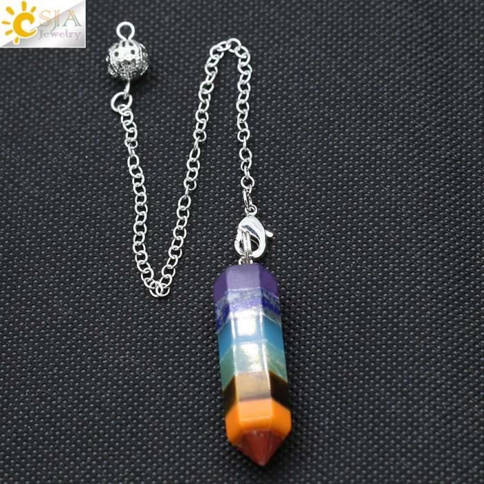 CSJA – Pendentif des 7 chakras en forme de pyramide, breloque, pendule ...