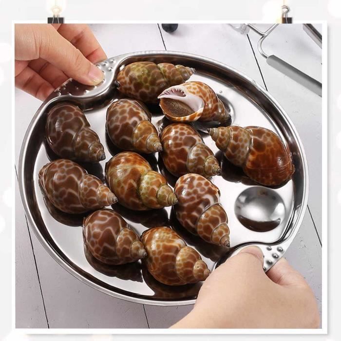 Ustensile Cuisine Française Lot De 2 Plats à Escargots En Acier Inoxydable - 12 Trous - Pour Cuisine, Restaurant - 22.2x18.5 Cm Assiette à Compartiments Pour Escargots