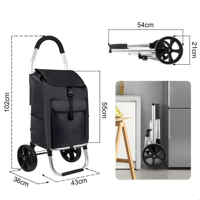 Chariot de transport - Diable - Aluminium - 60 kg - Pliable - Poignée