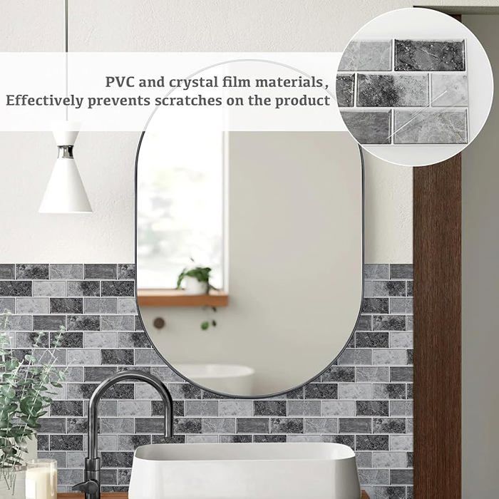 Credence Adhesive Livelynine 30x30cm Effet Bois Noir - 4 Dalles PVC Adhésives Imperméables Pour Cuisine Et Salle De Bain