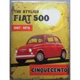 30/ x 40/ cm Fiat 500/ Chinquecento Voiture classique r/étro en m/étal publicit/é Panneau mural