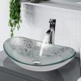 Lavabo en Forme Ovale Céramique Vasque à poser de salle de bain 53x35x16cm Forme de bateau argent-0