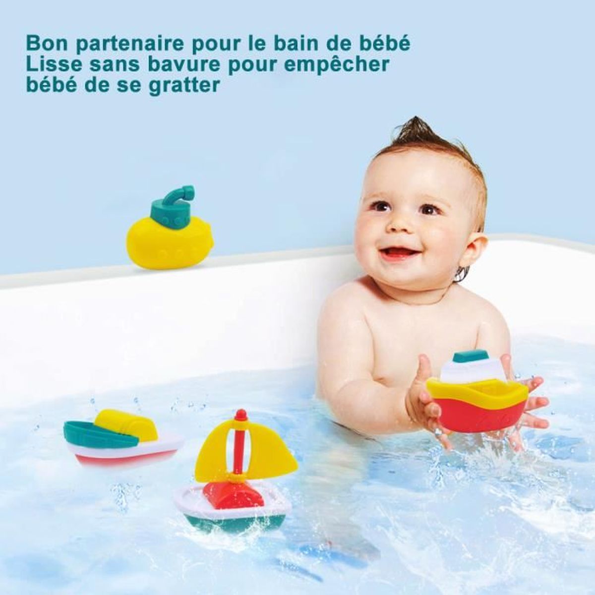 Bateau Jouet De Baignoire Jouets De L Eau De La Piscine Sous Marine Flottant Bateaux Set De Bain Pour Bebe 4 Pcs Cdiscount Jeux Jouets