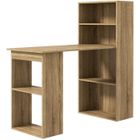 HOMCOM Bureau informatique 120L x 55l x 120H cm bibliothèque adjacente multi-rangements bois chêne