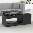 IDMARKET Table basse plateau relevable ELEA avec coffre bois noir