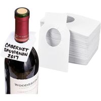 200 PCS Étiquettes de Bouteille de Vin en Pvc Étiquettes de Cave à Vin Vierge Réutilisable pour Casier à Vin et Rangement de Cave
