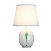 Fine Asianliving Lampe à Poser en Porcelaine Chinoise Contemporaine Feuilles Diam28 x H 46 cm