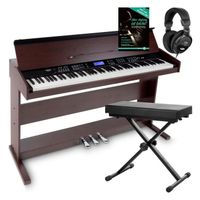Piano numérique synthétiseur- FunKey DP-88 II - 88 touches à frappe dynamique 360 sons, USB - Set avec banquette et casque - Brun