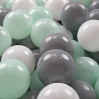 KiddyMoon 100 7Cm Balles Colorées Plastique Pour Piscine Enfant Bébé Fabriqué En EU, Blanc-Gris-Menthe
