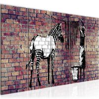 Runa art Tableau Décoration Murale Banksy Laver Zèbre 200x80 cm - 5 Panneaux Deco Toile Prêt à Accrocher 012955b