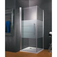 Porte de douche pivotante + paroi 90x90x193 cm, anticalcaire, Style 2.0, verre décor dépoli light, profilé aspect chromé, Schulte