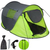 TECTAKE Tente pop-up RITA Étanche avec moustiquaire cordes de serrage + sac de transport inclus - Gris/Vert