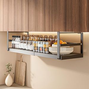 Organisateur De Cuisine À 2 Étages Avec Tiroir Coulissant - TRAHOO Organisateur De Cuisine À 2 Étages Avec Tiroir Coulissant - TRAHOO
