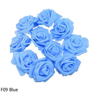FLEUR ARTIFICIELLE 8cm - F09 Bleu - Grandes roses sans tige en mousse