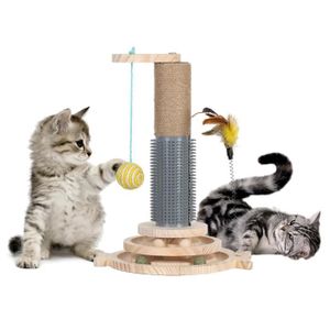 ARBRE À CHAT Arbre à chat,griffoir pour chat, griffoir de chat avec piste de balle en bois, bâton de teaser d'herbe à chat