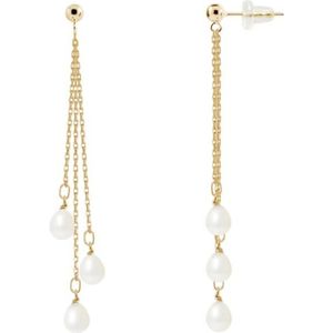 Boucle d'oreille PERLINEA - Boucles d'Oreilles - Véritables Perles de Culture d'Eau Douce Poires 5-6 mm Blanc Naturel - Or Jaune - Bijoux Femme