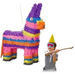 Piñata Relaxdays Pinata Ane à suspendre enfants à remplir anniversaire décoration arc-en-ciel HxlxP: 55 x 40 x 13 cm, coloré